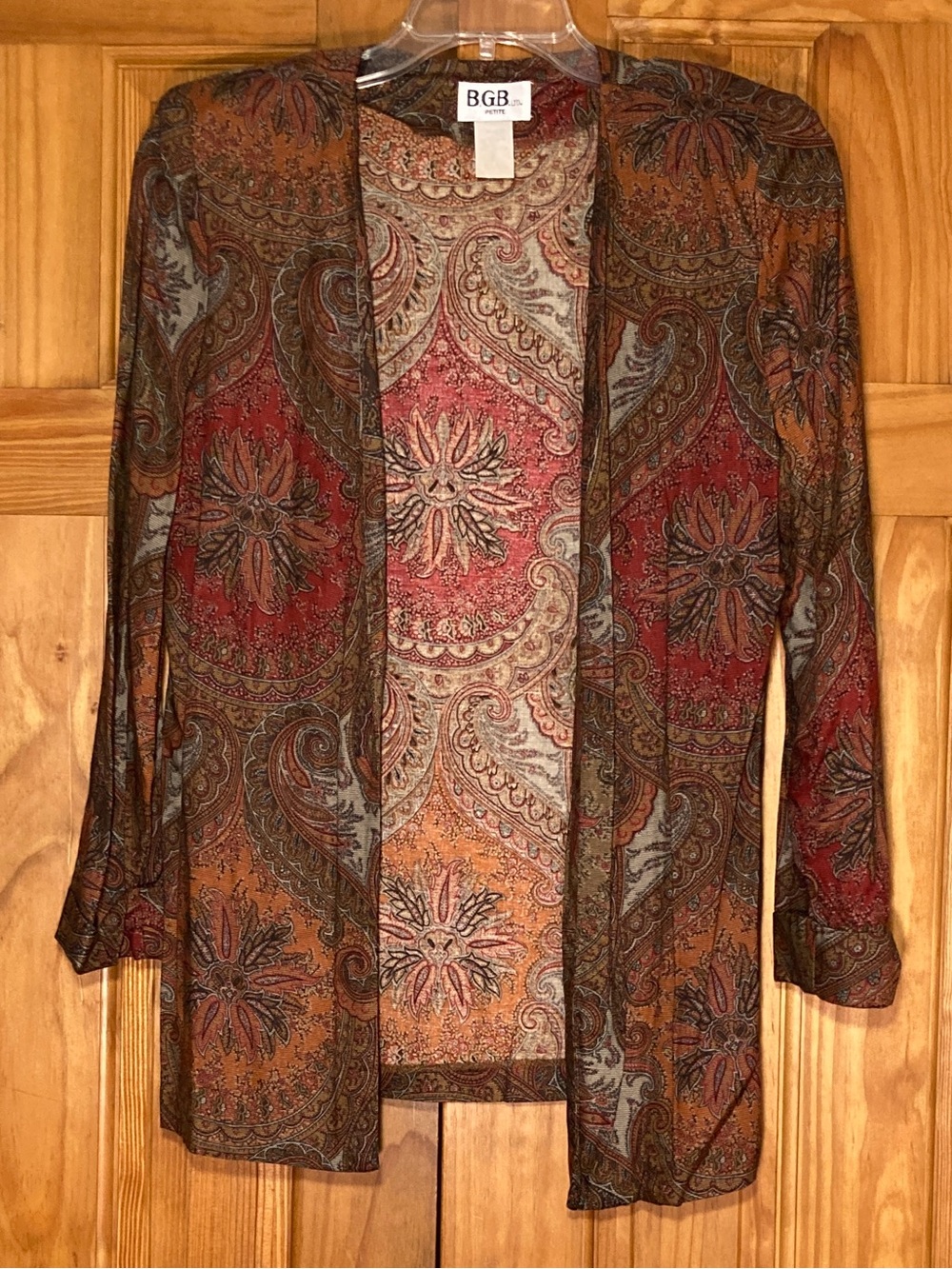 NWOT B.G.B Petite Vintage 80s Open Cardigan Lightweight Brown Gray Size 8